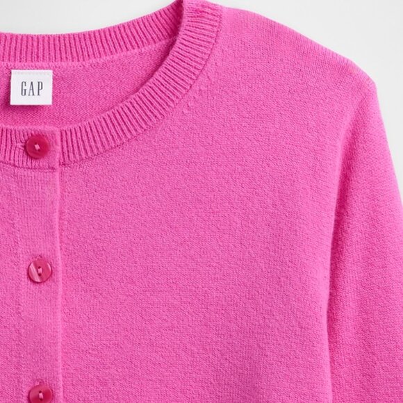 GAP Phoebe Pink Cashsoft Crew Neck Cardigan/NWT/M - Picture 4 of 12